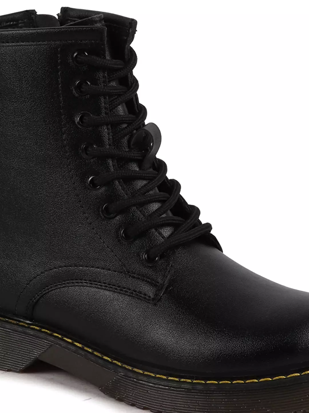 Black Classic High Ankle 8-Eye Lace Up Casual Long Boots for Women | Trekking