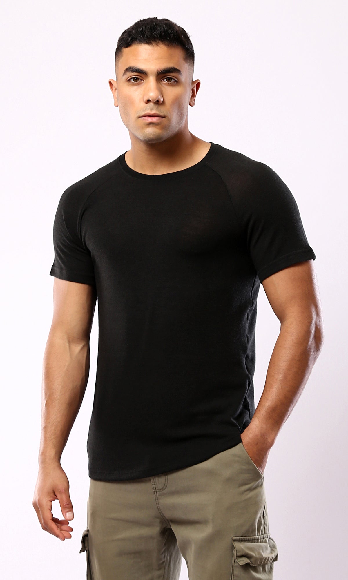 Black Crew Neck Lightweight Summer T-Shirt - O180628