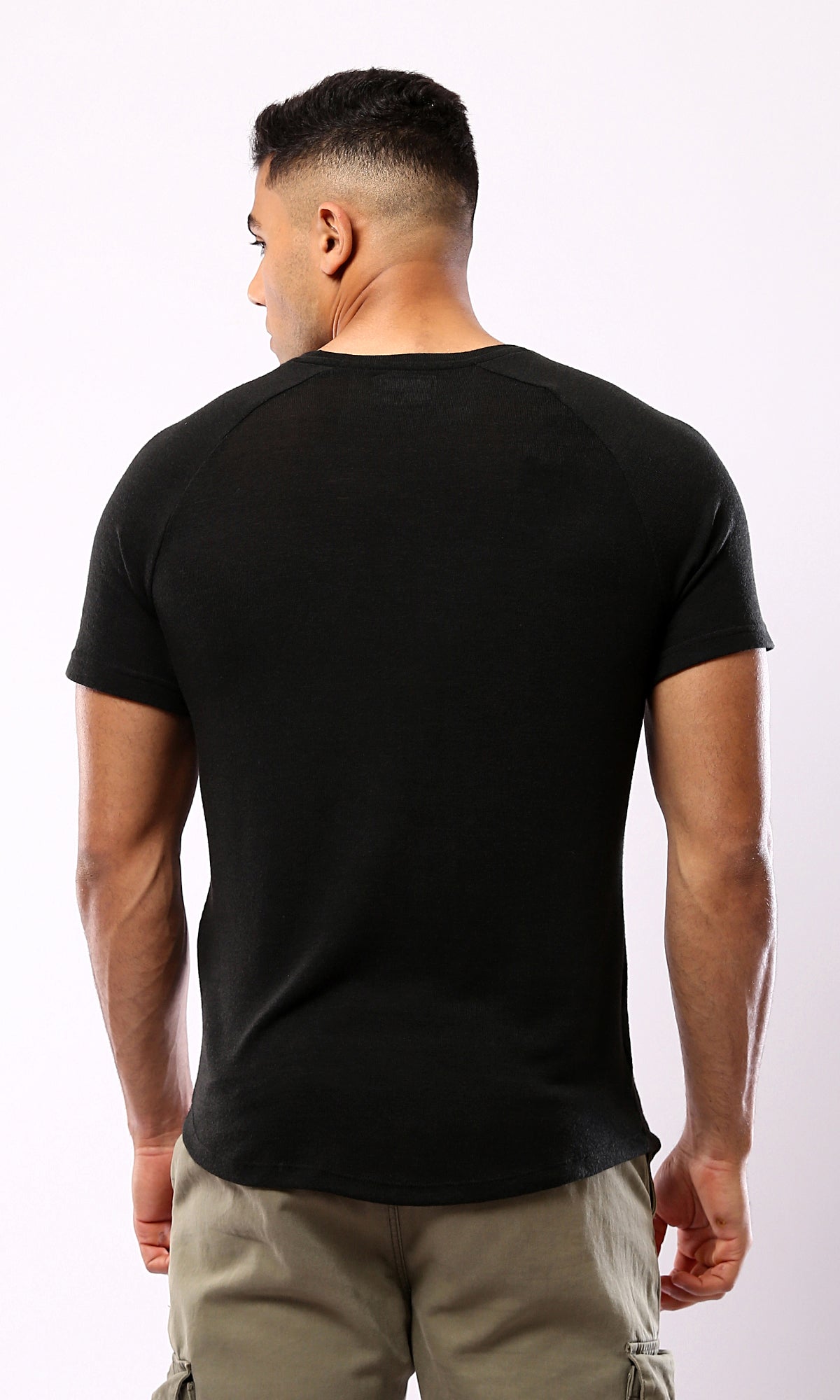 Black Crew Neck Lightweight Summer T-Shirt - O180628