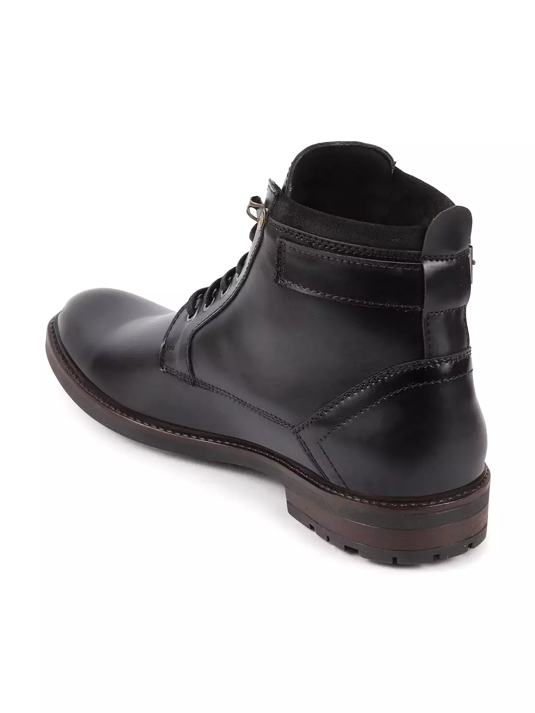 Black High Ankle Buckle Boots for Men