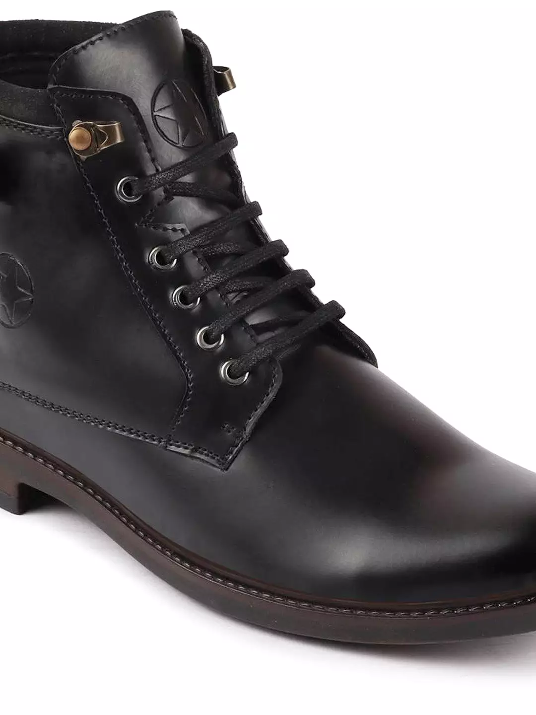 Black High Ankle Buckle Boots for Men