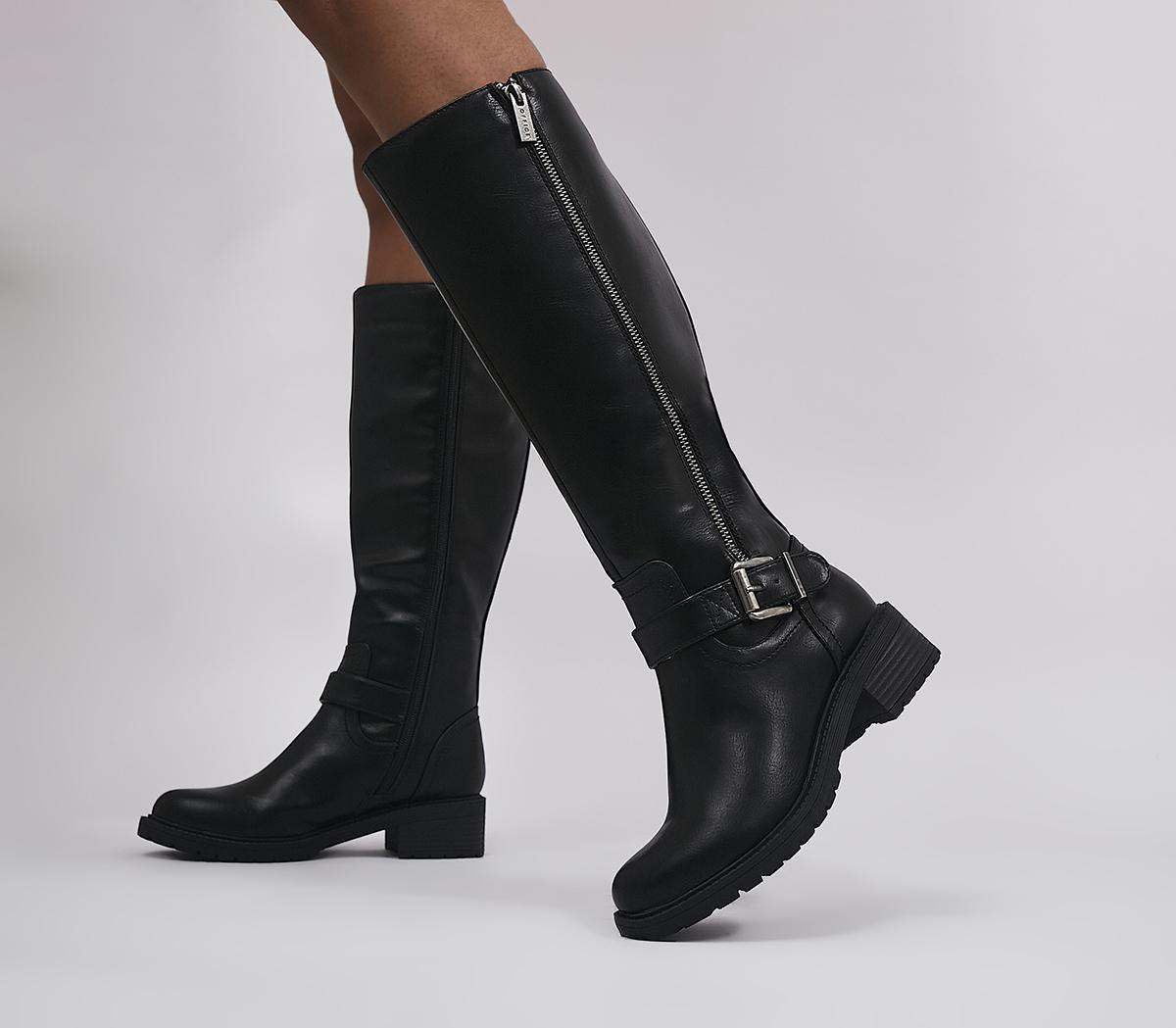 Black High Leg Rider Boots for Women at Office Khloe