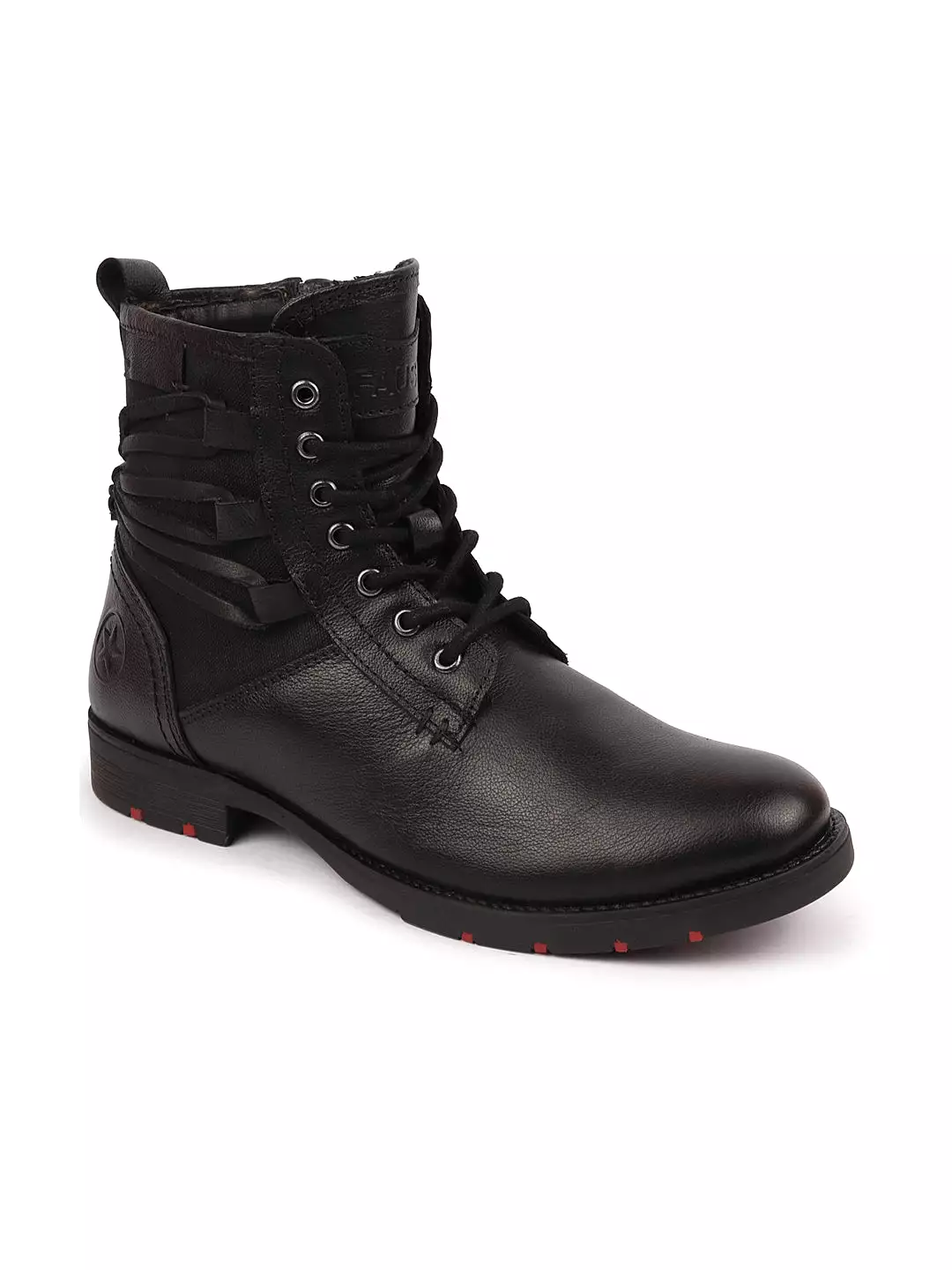 Black Leather Ankle Boots - Side Zipper, Lace Up, Classic Hiking Style