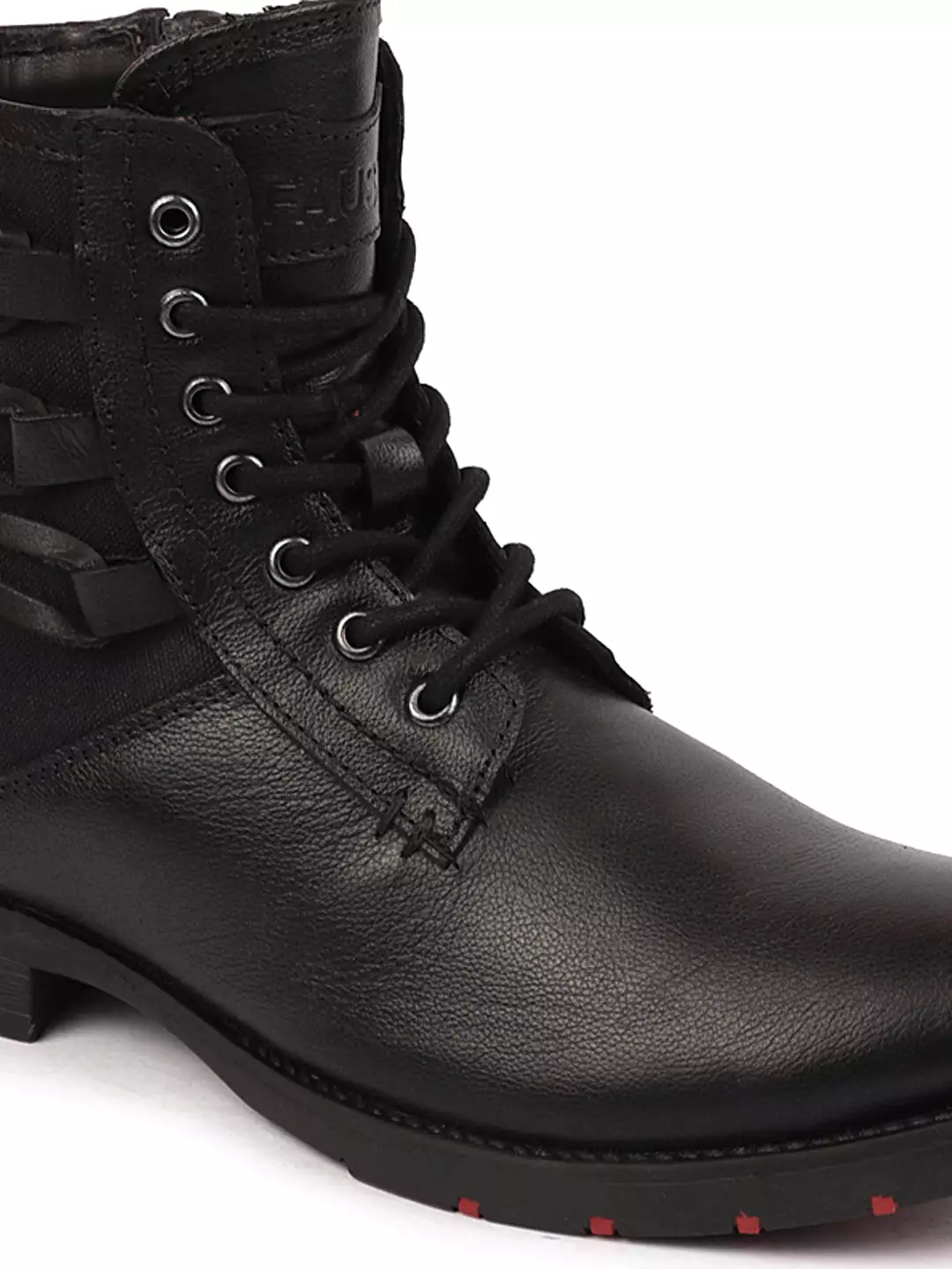 Black Leather Ankle Boots - Side Zipper, Lace Up, Classic Hiking Style