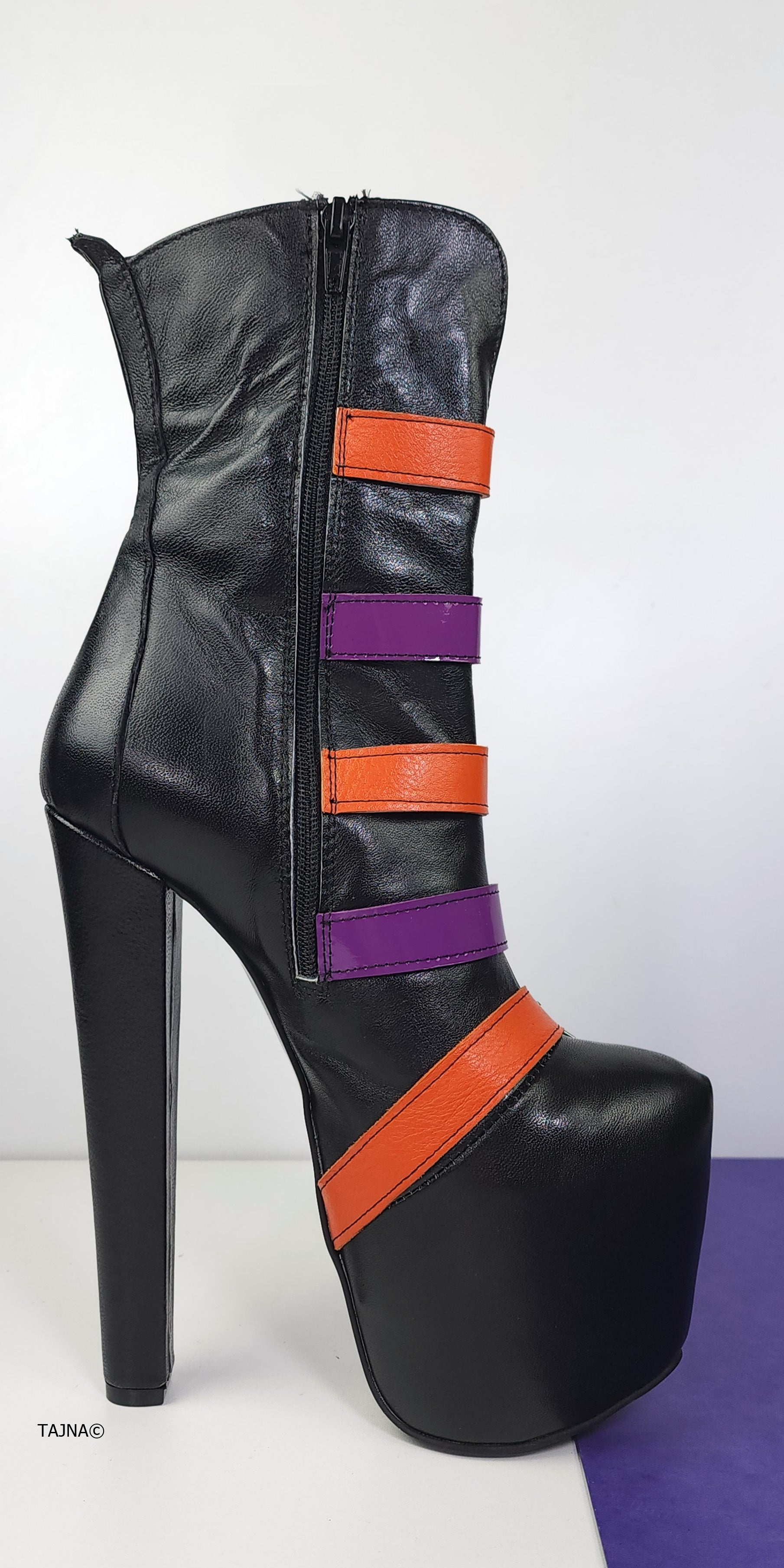 Black Leather Belted Boots