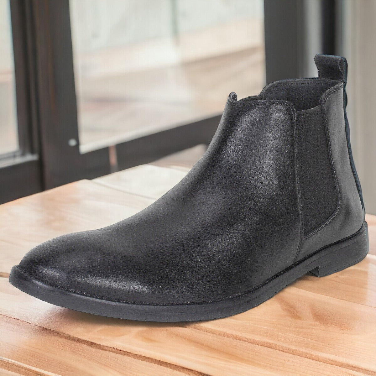 Black Leather Chelsea Boots