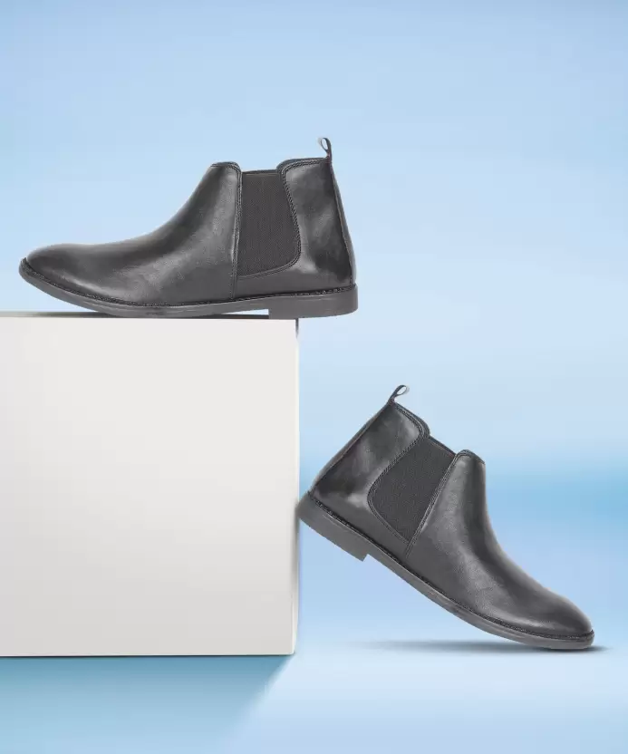 Black Leather Chelsea Boots