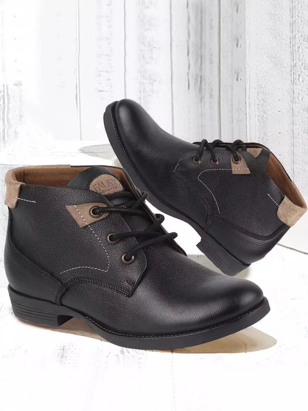 Black Leather Flat Boots