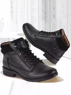 Black Leather Lace Up Boots