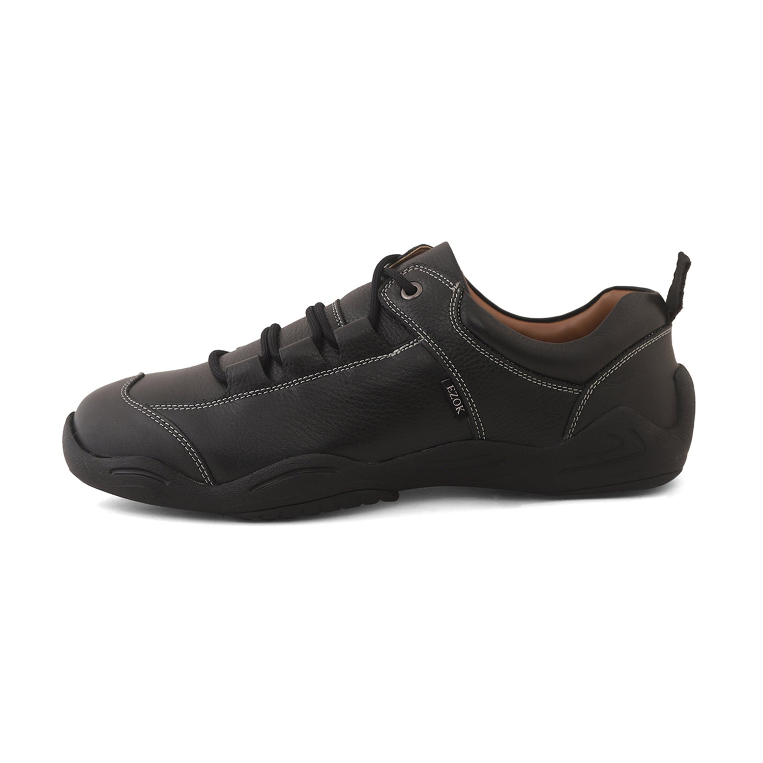 Black Leather Sneakers for Men by Ezok