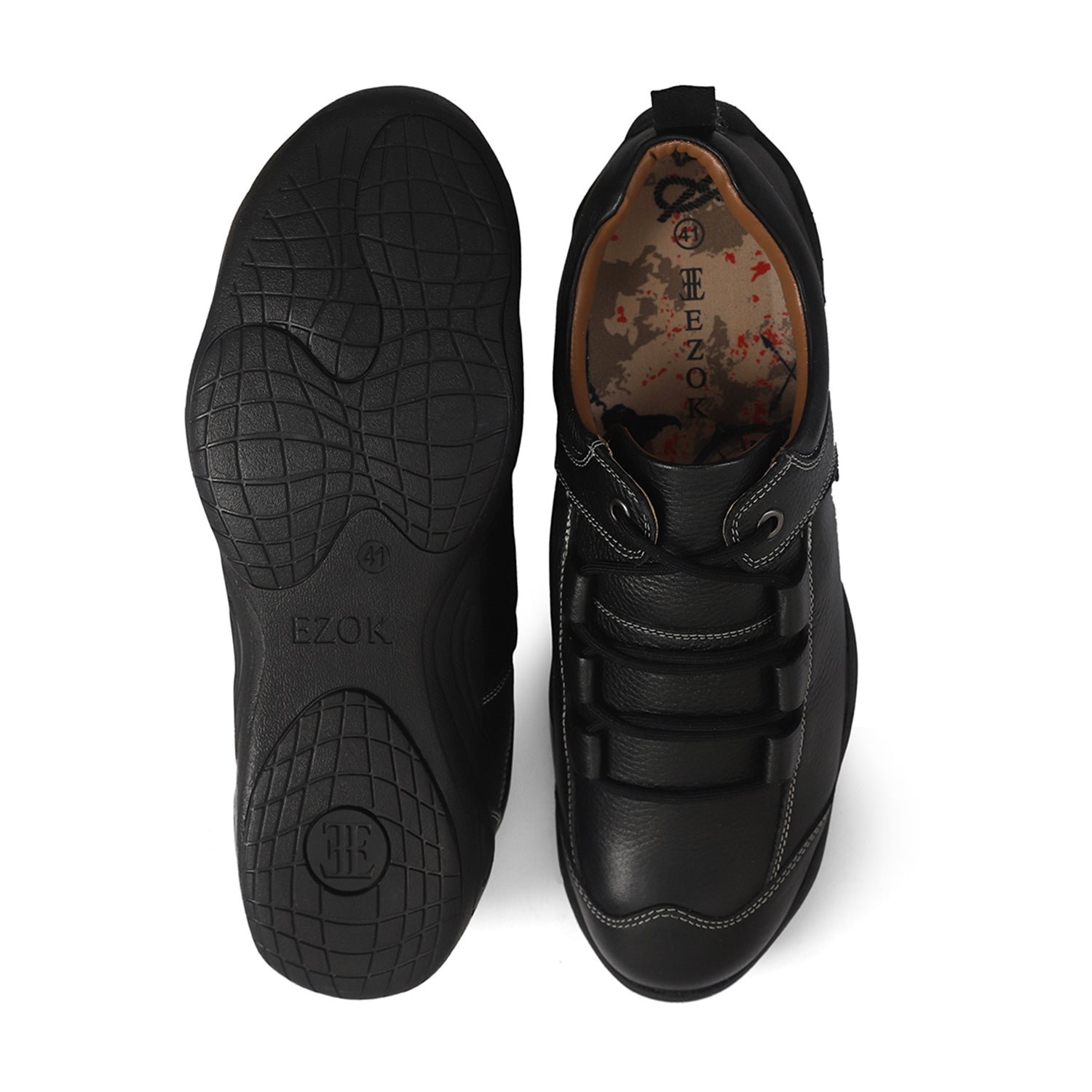 Black Leather Sneakers for Men by Ezok