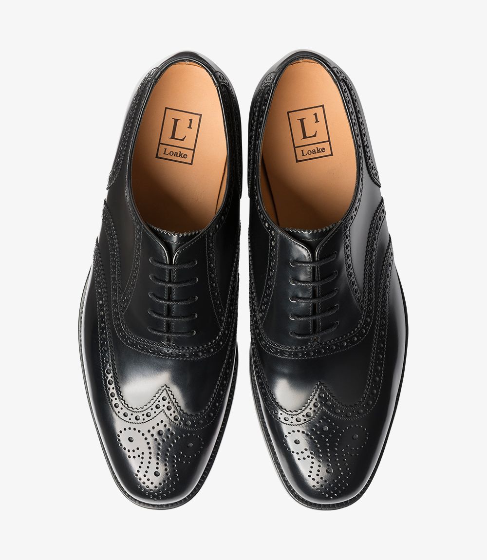 Black Polished Brogue Loake 202B