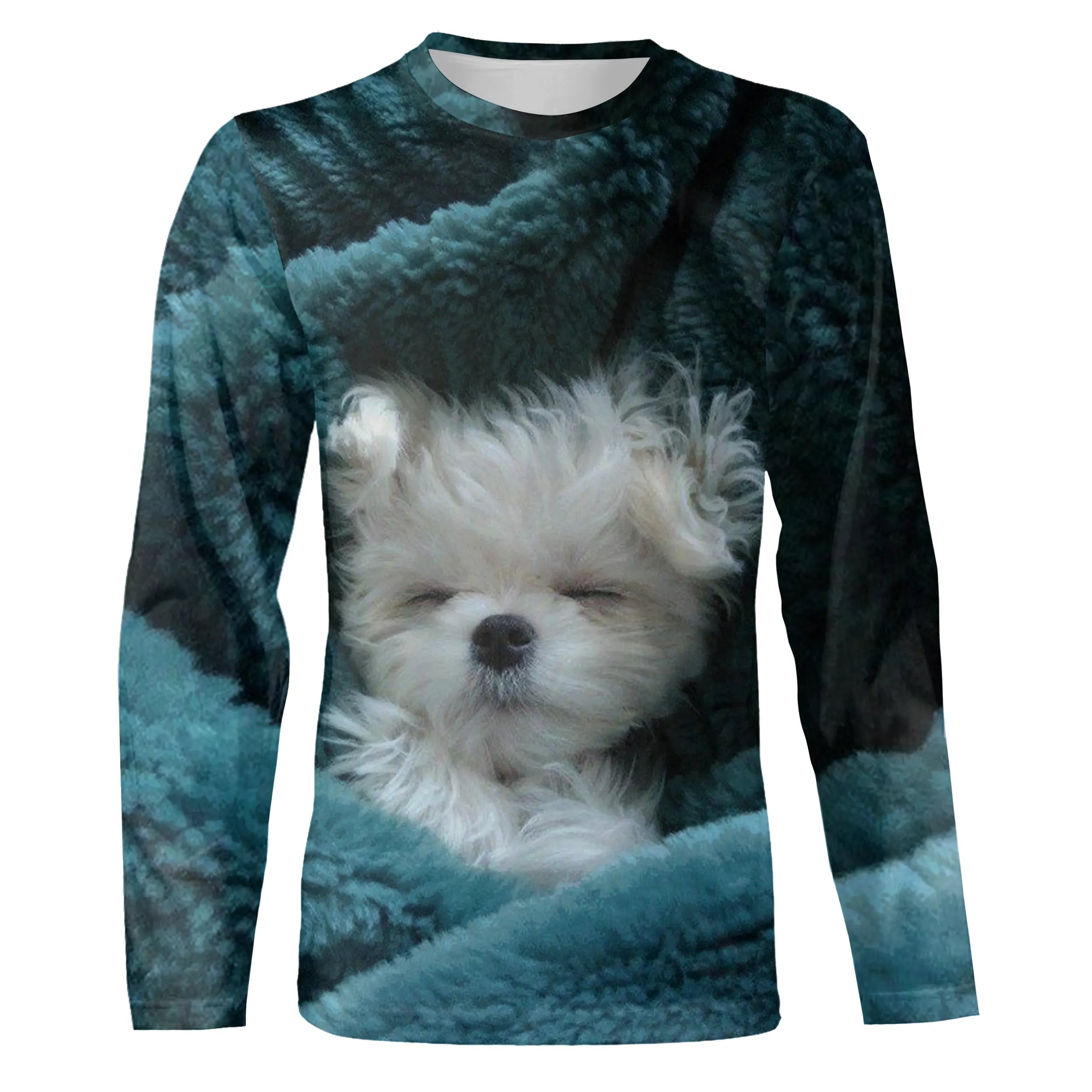 Blue 3D Printed Cute Dog Tee - Everyday Weekend Basic Round Neck Normal Standard Dog 3D Painting T-shirt