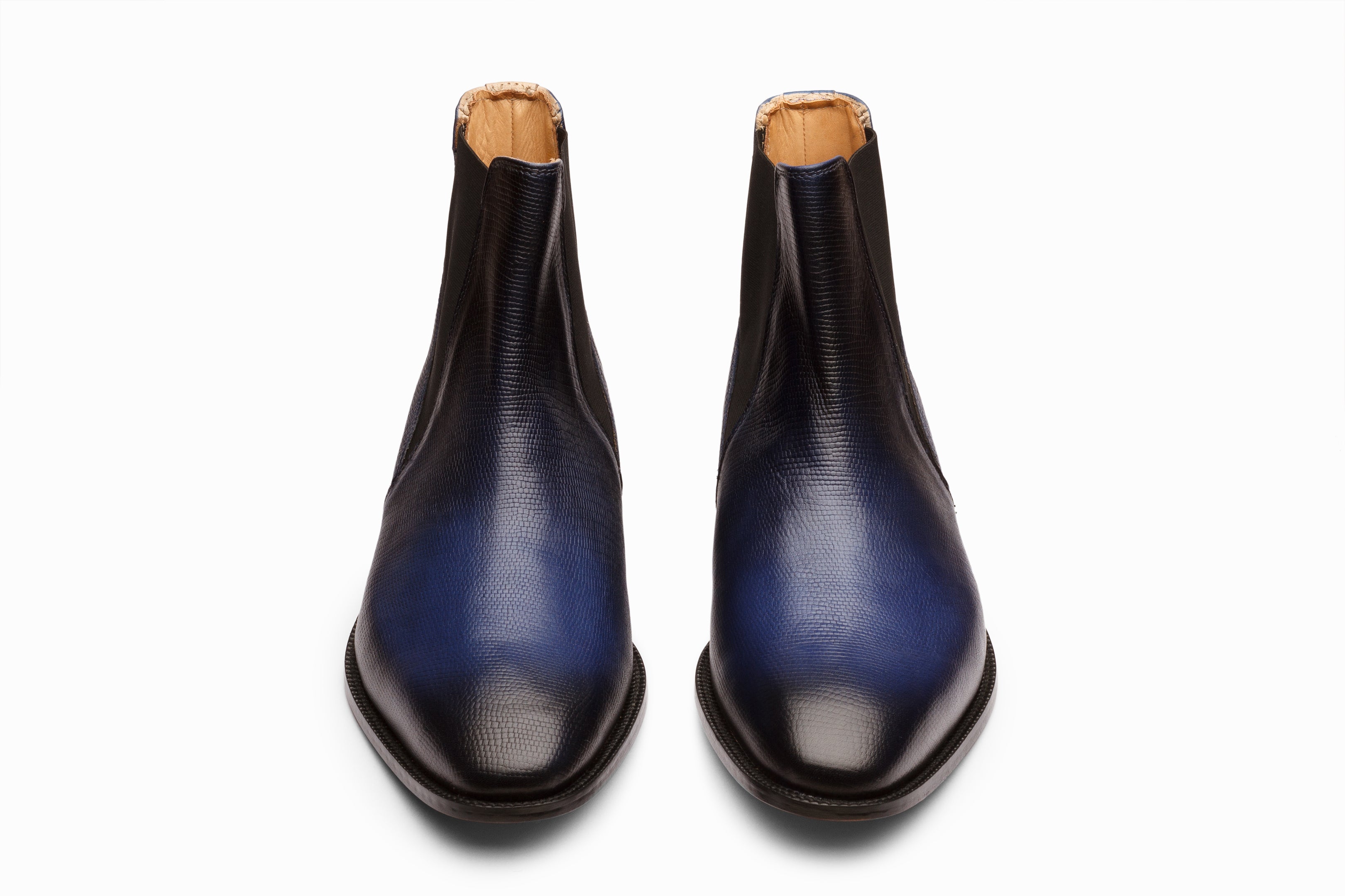 Blue Lizard Skin Chelsea Boots - Patina