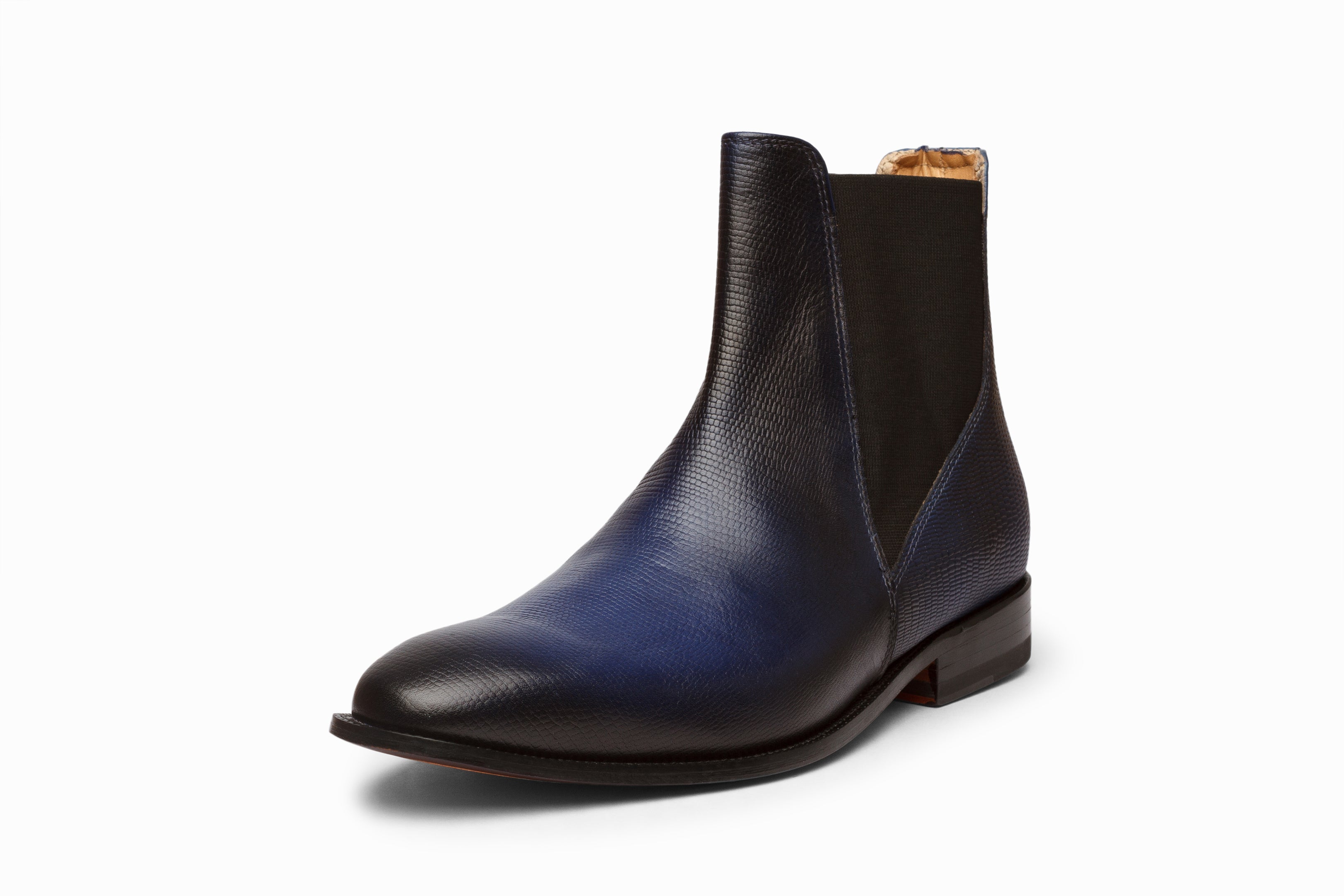 Blue Lizard Skin Chelsea Boots - Patina