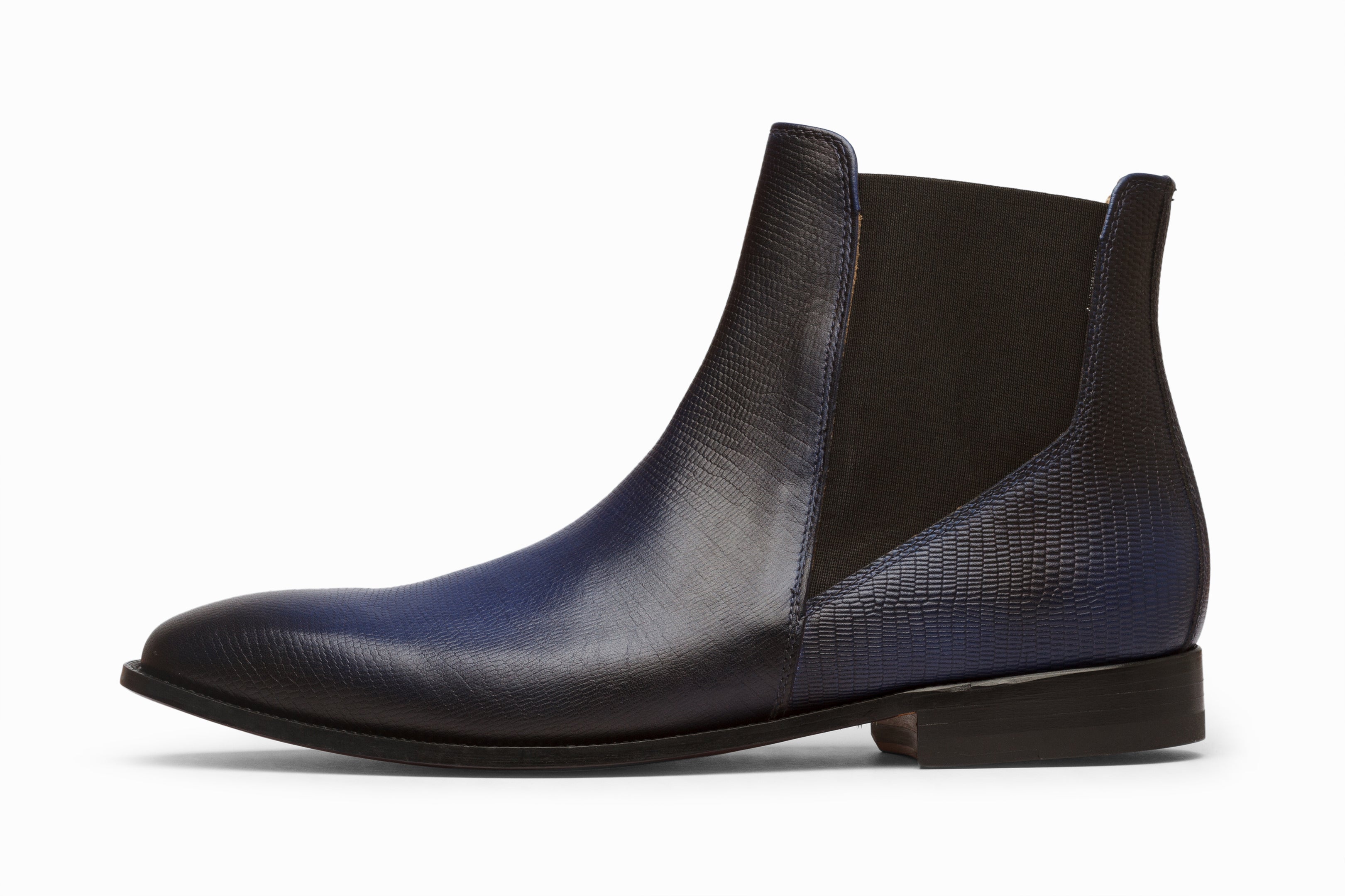 Blue Lizard Skin Chelsea Boots - Patina