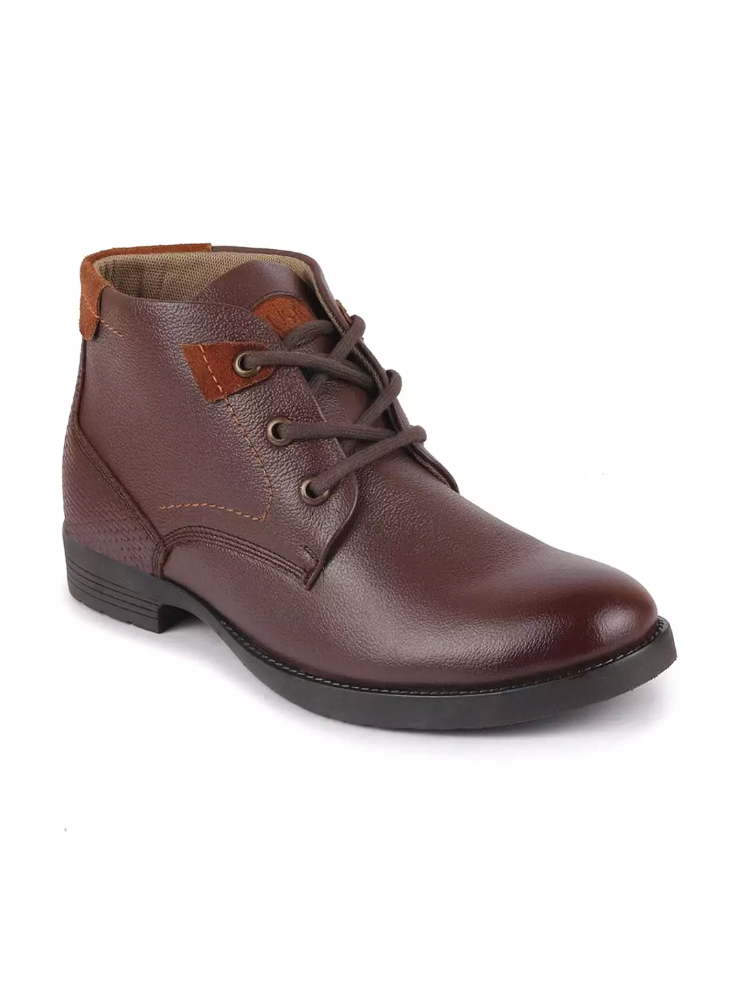 Brown Leather Lace Up Flat Boots for Men