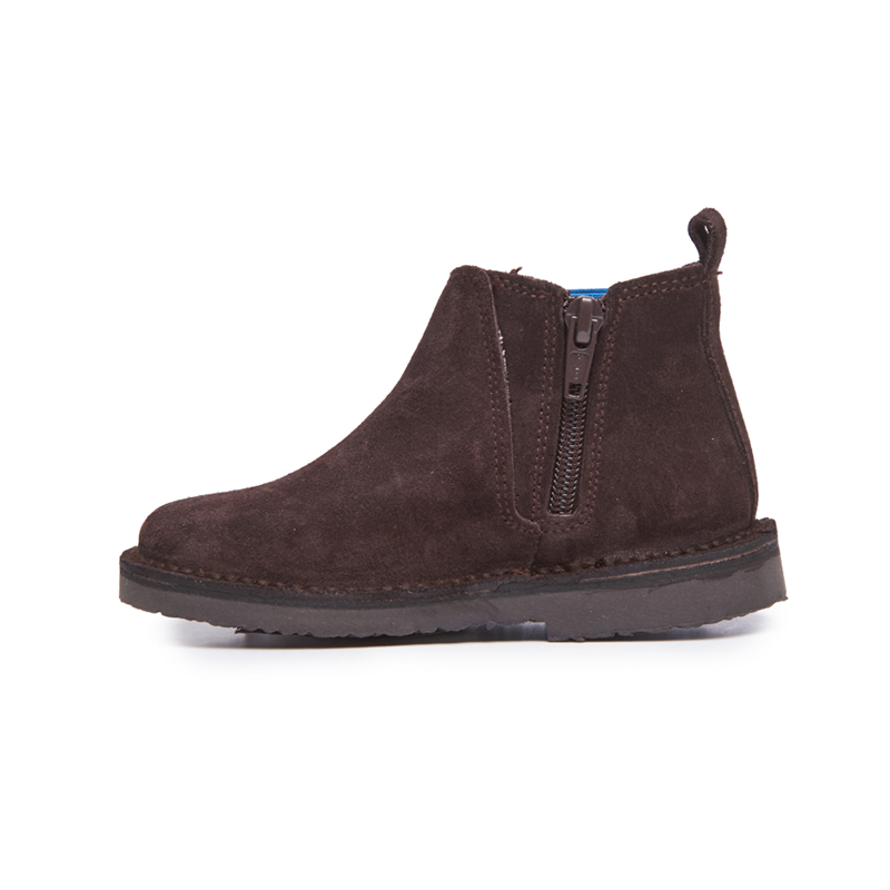 Brown Suede Chelsea Boots with Blue Elastic