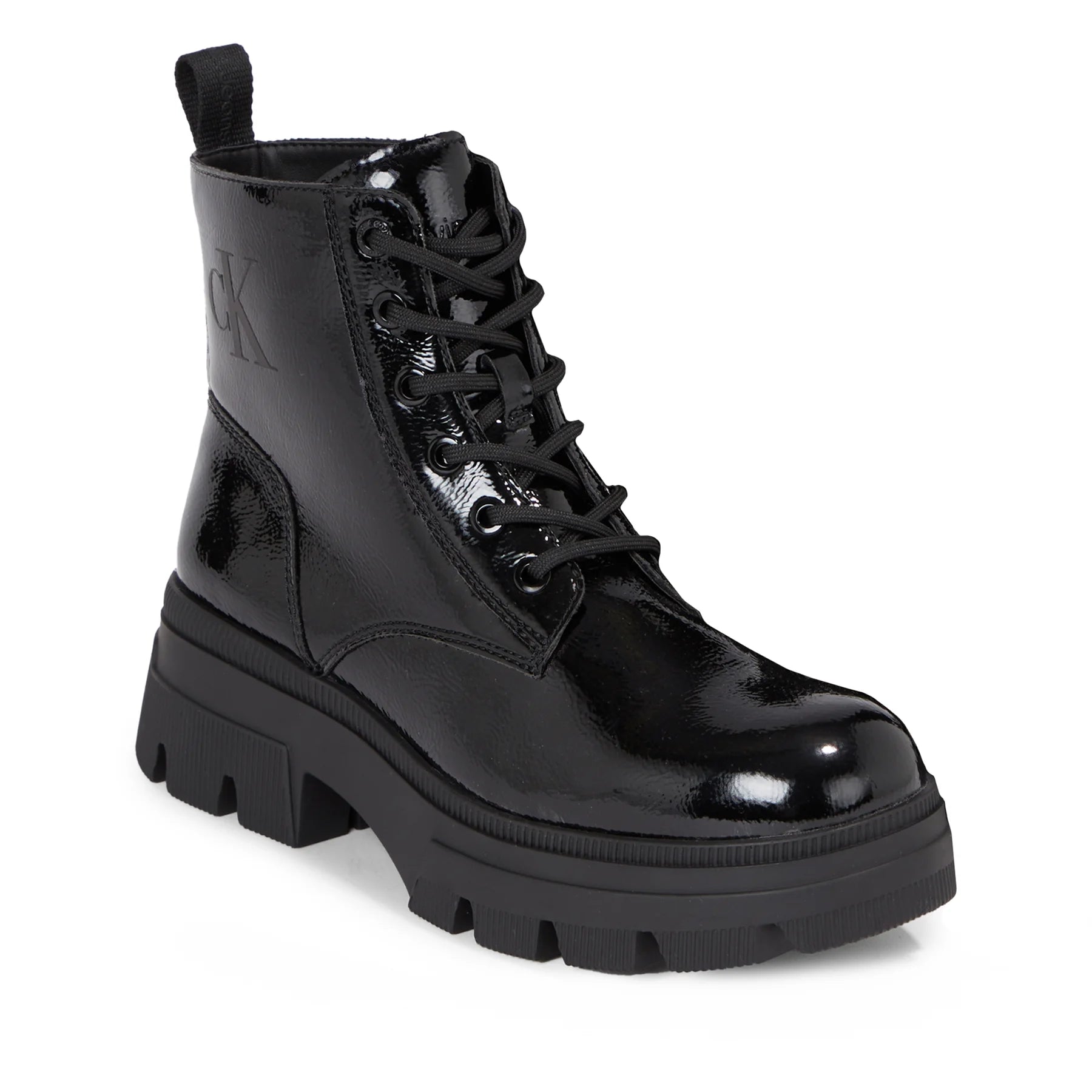 Calvin Klein Black Chunky Combat Lace Up Boots.