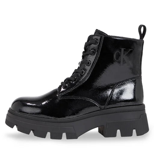 Calvin Klein Black Chunky Combat Lace Up Boots.