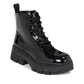 Calvin Klein Black Chunky Combat Lace Up Boots.