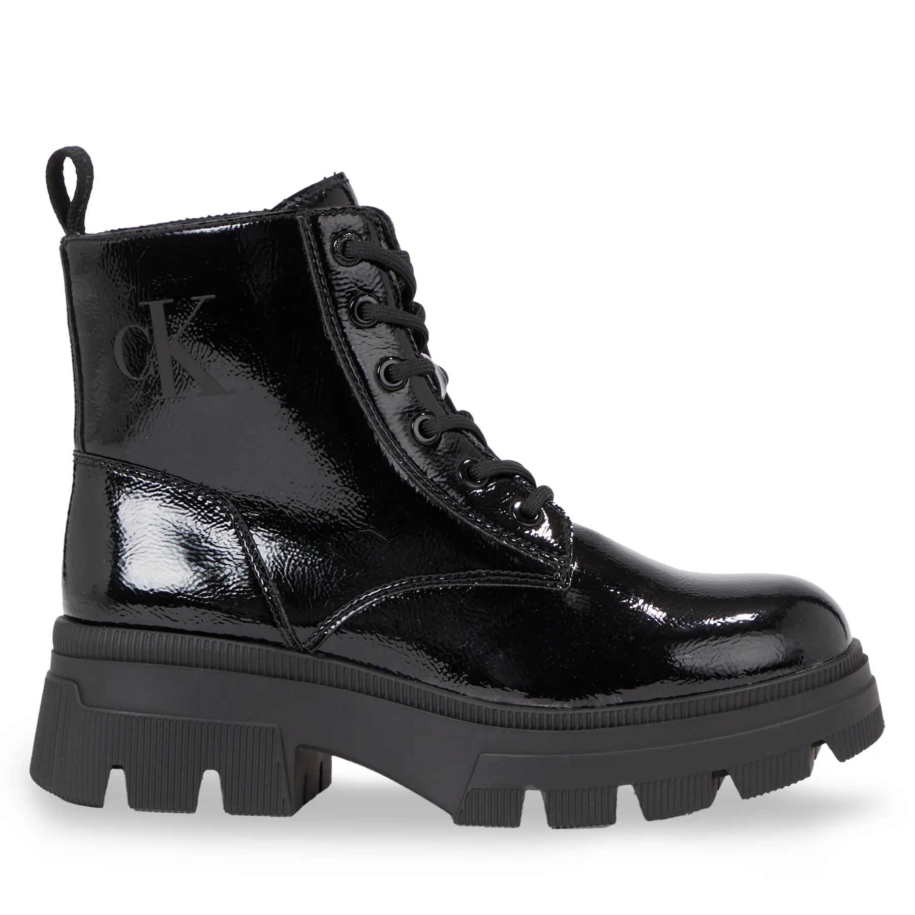 Calvin Klein Black Chunky Combat Lace Up Boots.