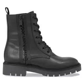 Calvin Klein Black Leather Ankle Boots with Laces