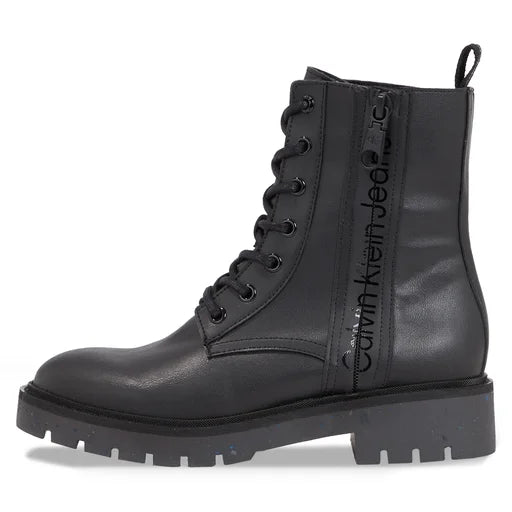 Calvin Klein Black Leather Ankle Boots with Laces