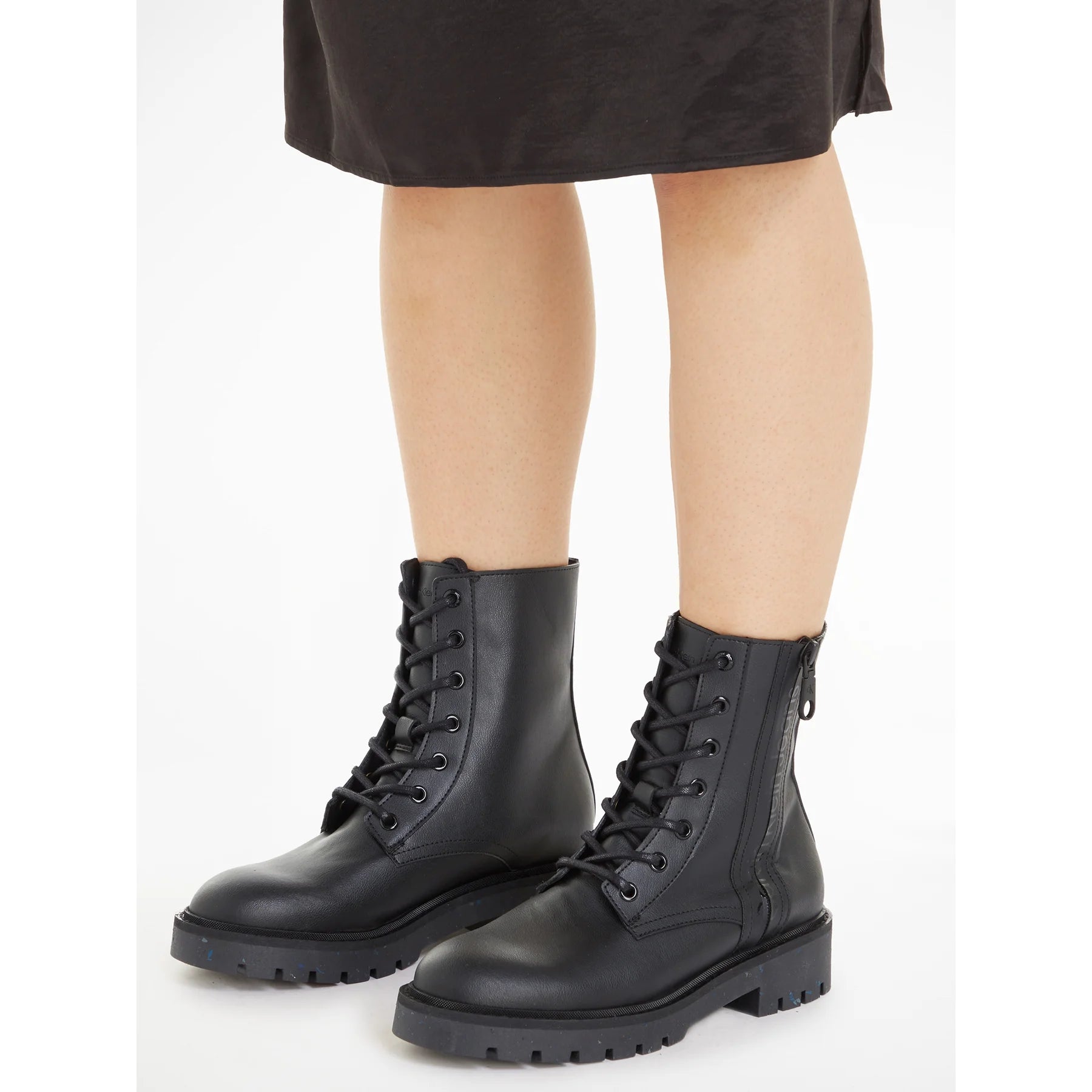 Calvin Klein Black Leather Ankle Boots with Laces