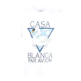 Casablanca screen printed t-shirt, white and blue, available for purchase online.