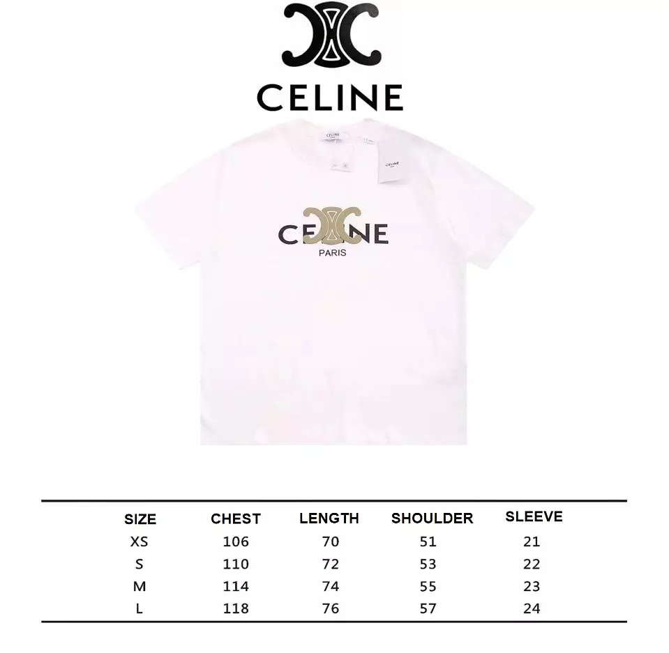 Celine 24SS white short-sleeved T-shirt with new embroidered logo - 1.10.