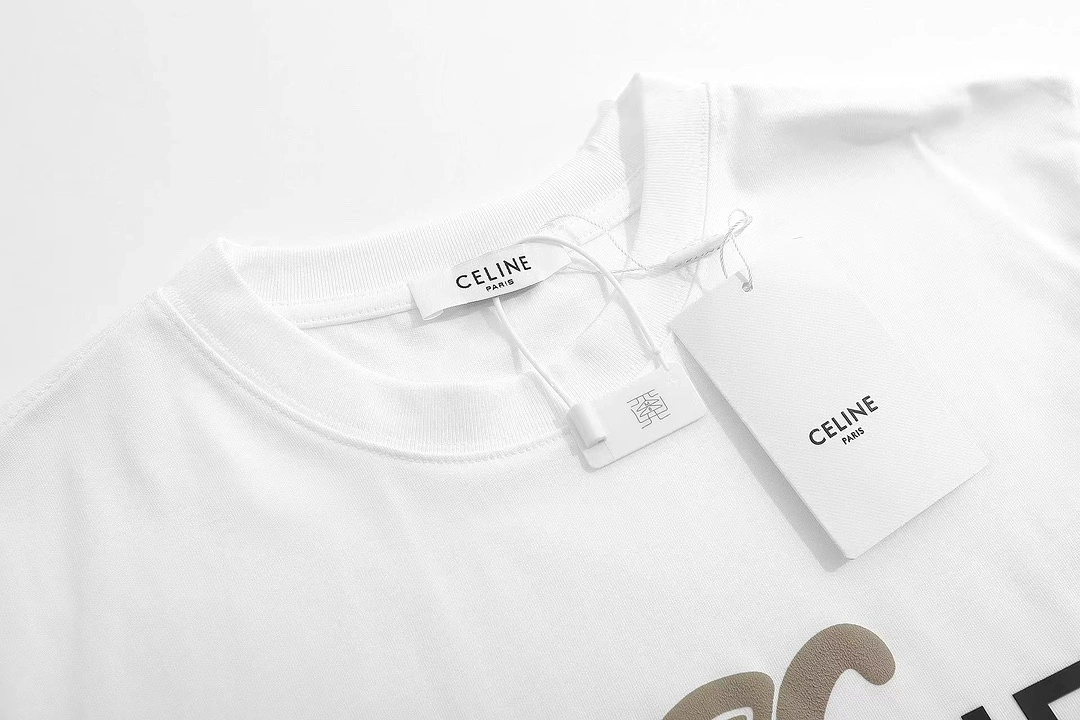 Celine 24SS white short-sleeved T-shirt with new embroidered logo - 1.10.