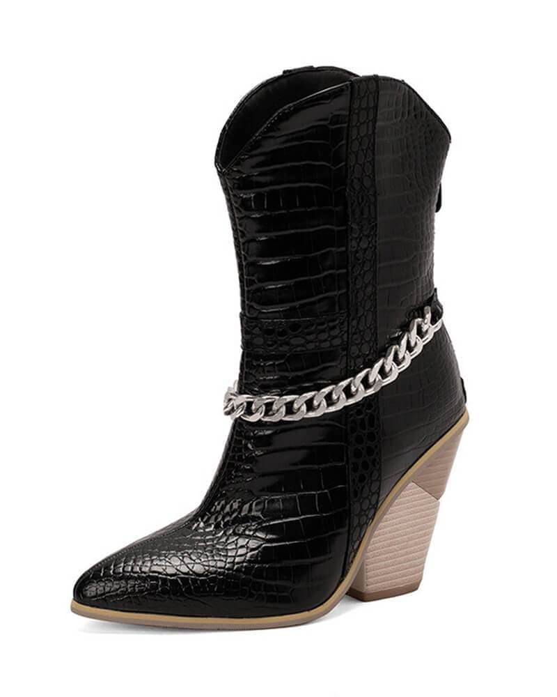 Chain Zipper Boots