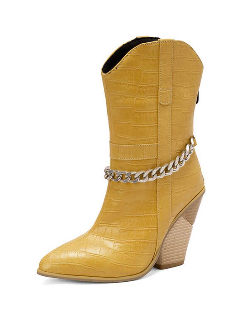 Chain Zipper Boots