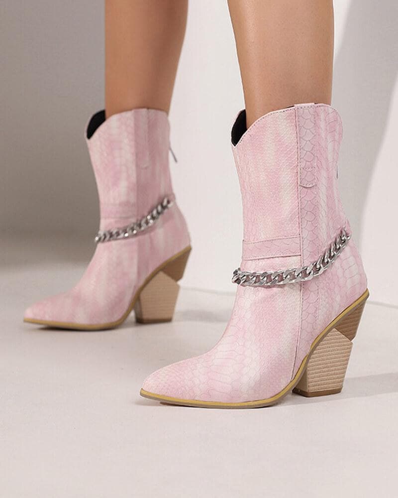 Chain Zipper Boots