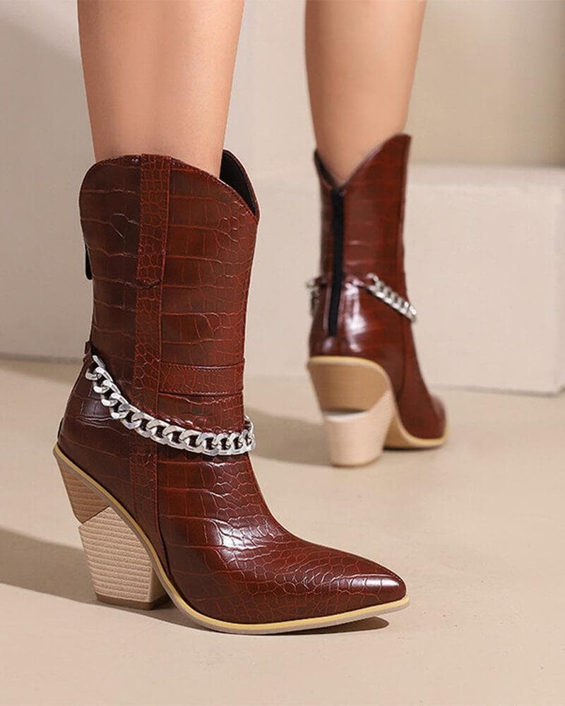 Chain Zipper Boots