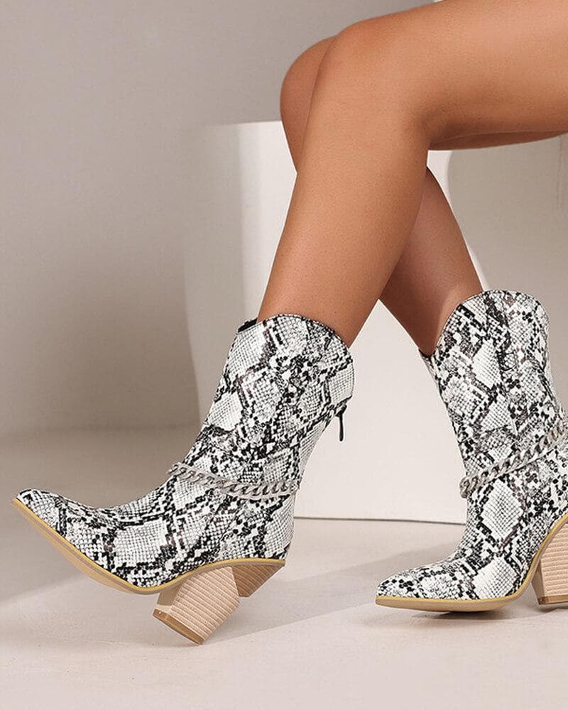 Chain Zipper Boots