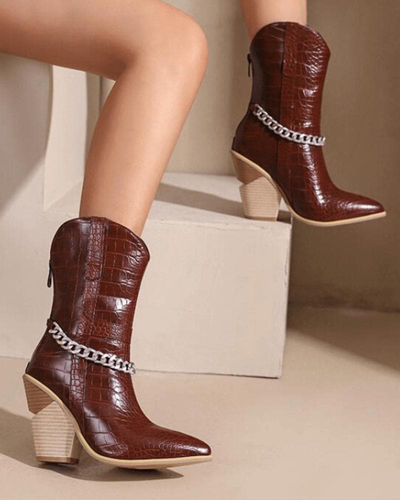 Chain Zipper Boots