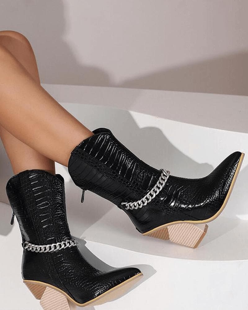 Chain Zipper Boots