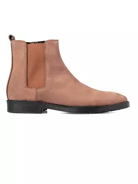 Chelsea Boots - Cinnamon Brown Nubuck Leather with Zipper and Crepe Sole