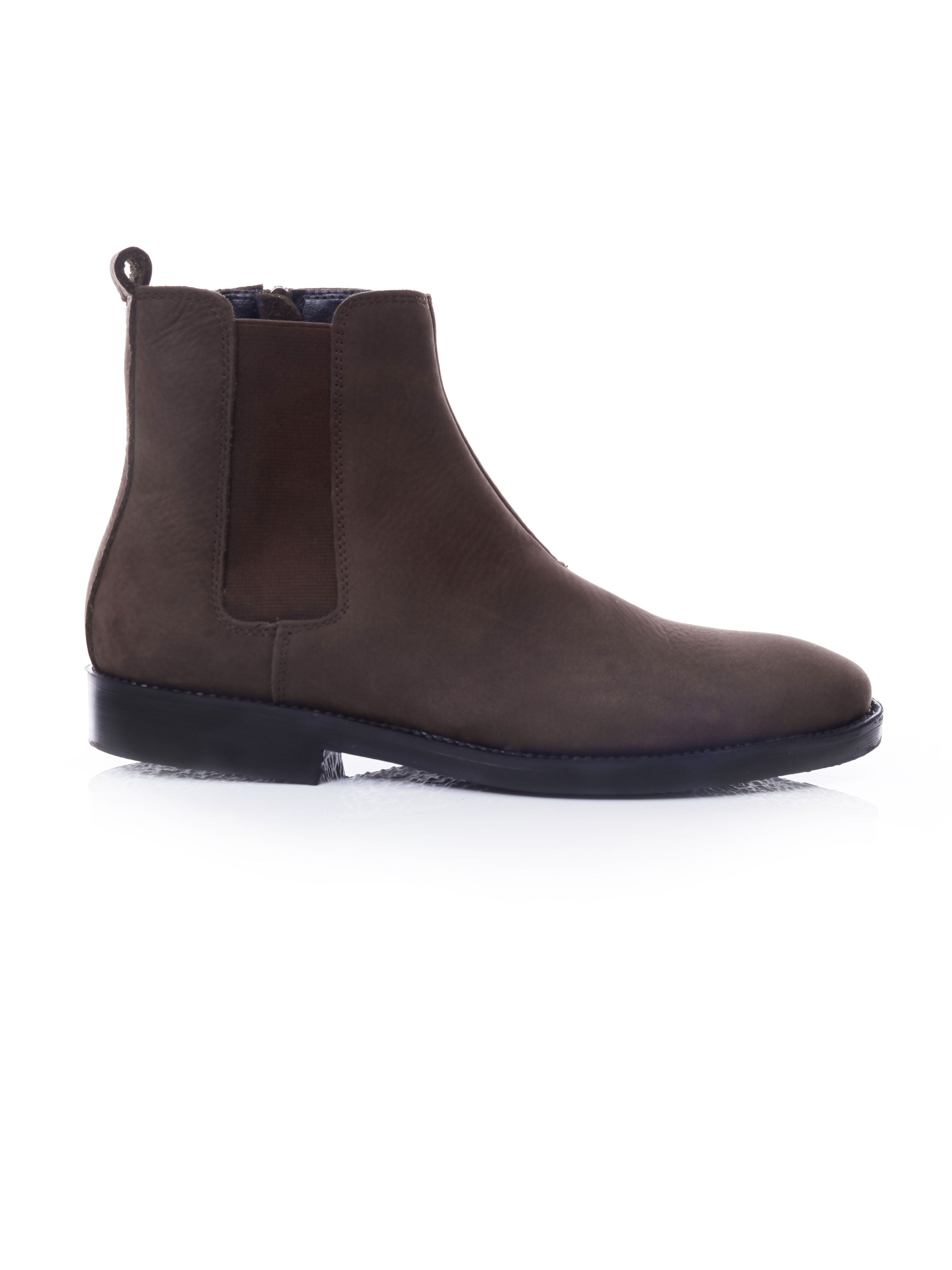 Chelsea Boots Coffee Nubuck Leather Crepe Sole Zipper