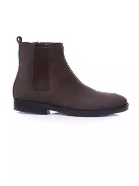 Chelsea Boots Coffee Nubuck Leather Crepe Sole Zipper