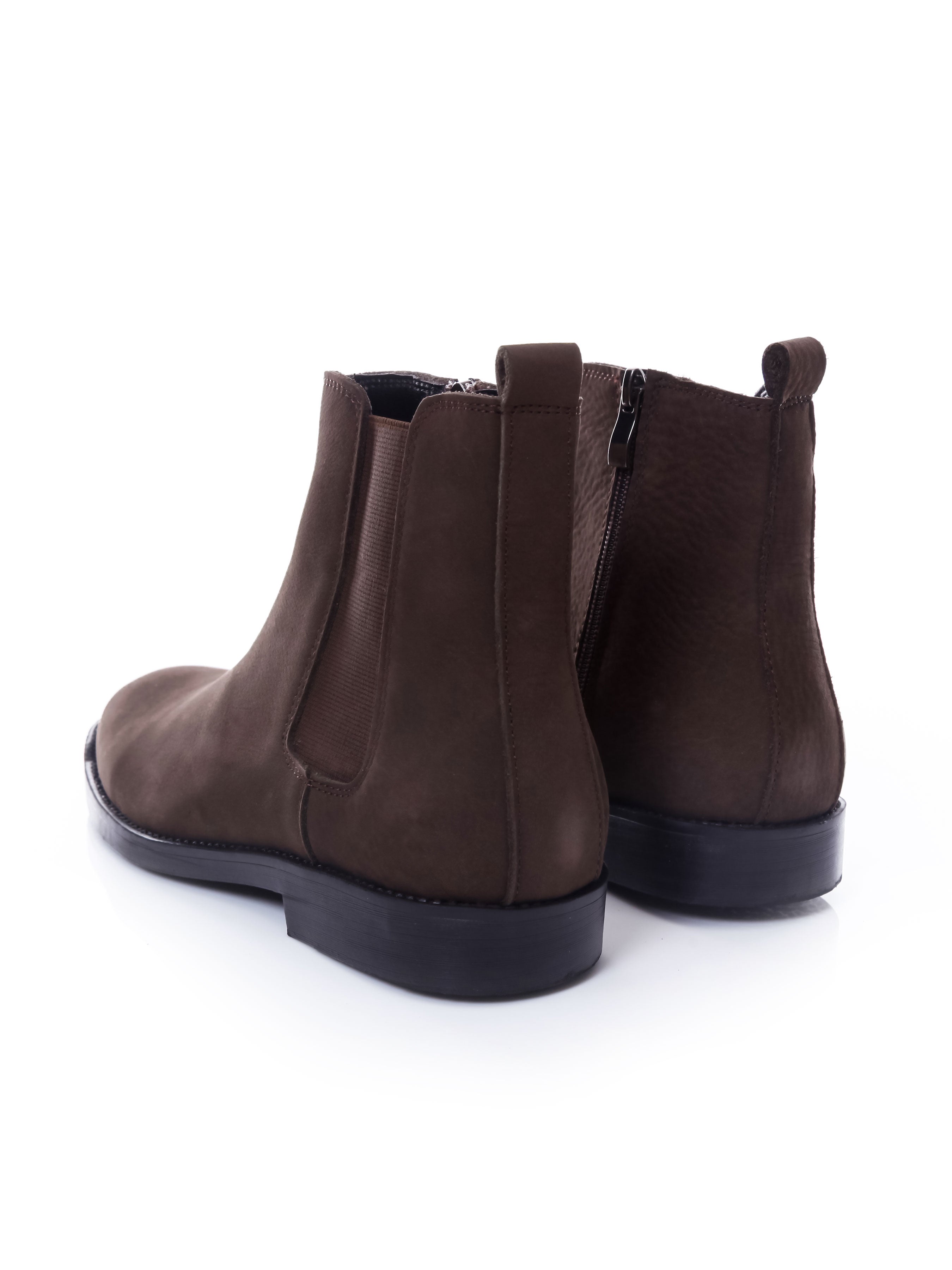 Chelsea Boots Coffee Nubuck Leather Crepe Sole Zipper