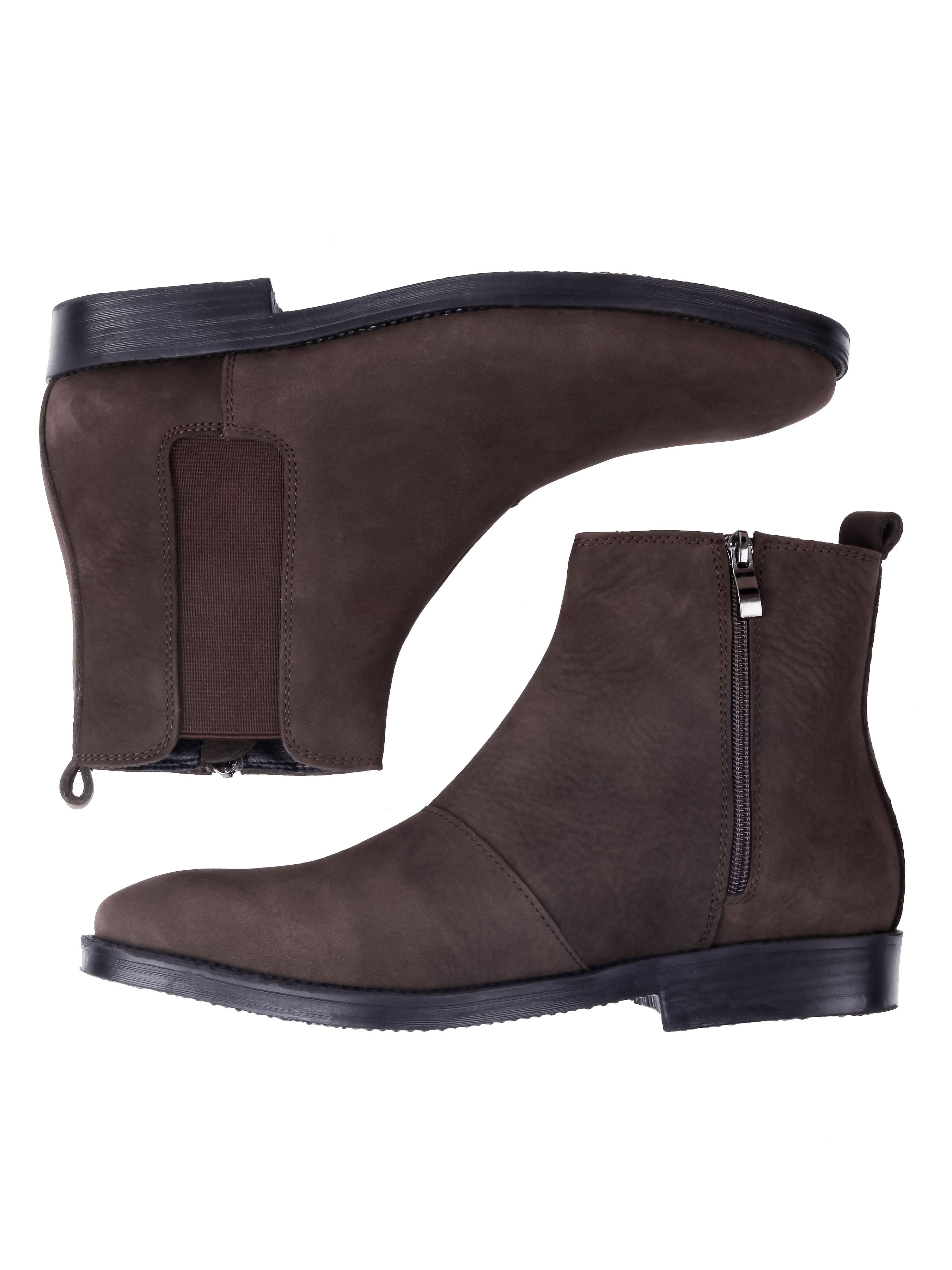 Chelsea Boots Coffee Nubuck Leather Crepe Sole Zipper