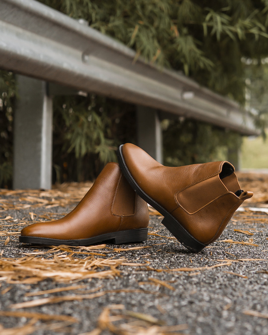 Chelsea Boots - Tobacco Brown Leather, Pebble Grain, Crepe Sole.