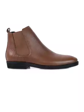 Chelsea Boots - Tobacco Brown Pebble Grain Leather with Crepe Sole