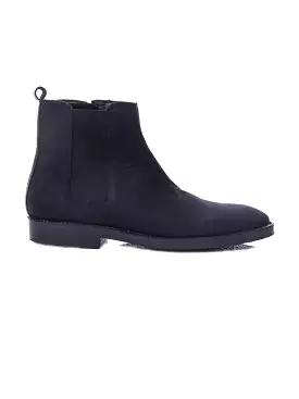 Chelsea Boots with Zipper - Black Nubuck Leather Crepe Sole