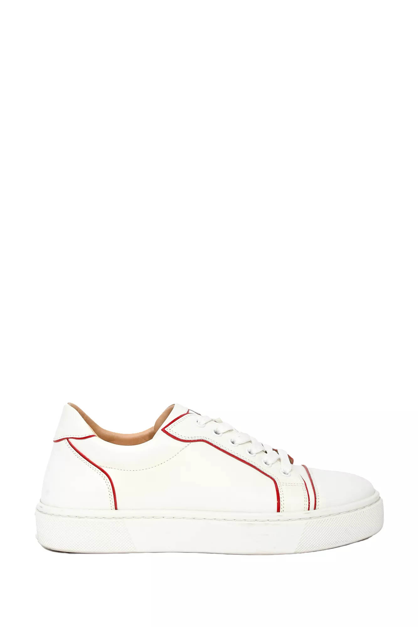 Christian Louboutin White Leather Sneakers Red Trim Size 39.