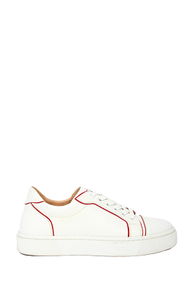 Christian Louboutin White Leather Sneakers Red Trim Size 39.