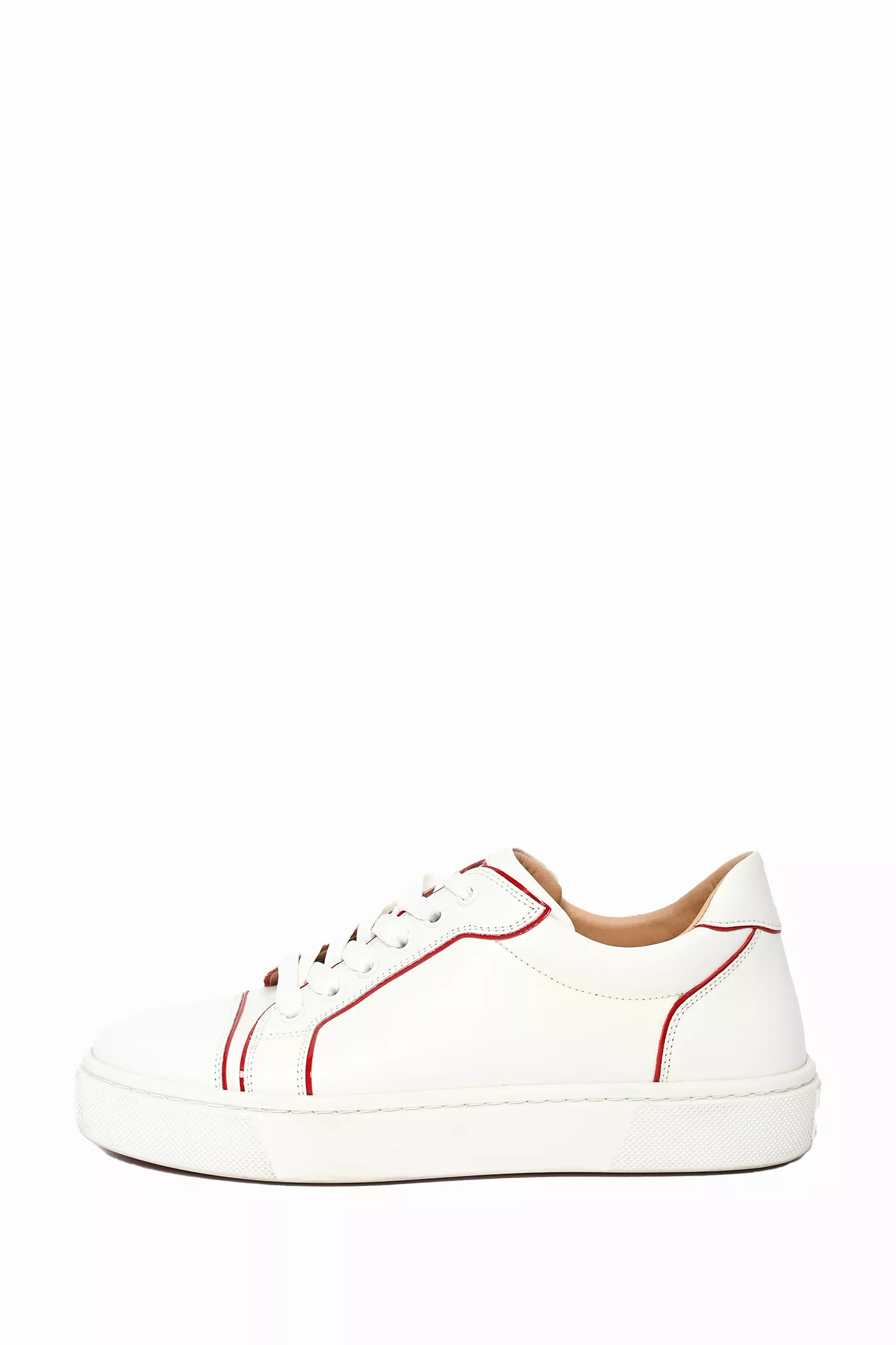 Christian Louboutin White Leather Sneakers Red Trim Size 39.